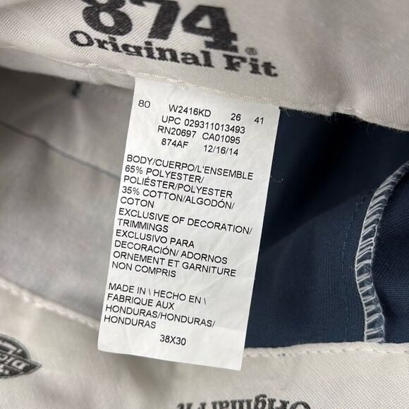 Dickies 874 Original Fit Work Polyester Cotton  Pants‎ Pockets 38/30 Blue - Picture 9 of 9